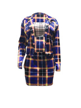 Two Piece Plaid Print Skirt Suits